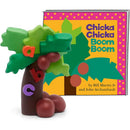 Tonies Chicka Chicka Boom Boom figurine with colorful tree design and letters, accompanied by the storybook cover.