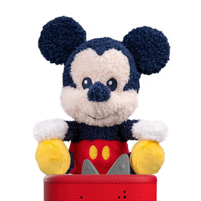 Tonies Cuddle Mickey Mouse plush audio toy with navy and white fur, red shorts, and yellow gloves, designed for children.