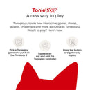 Instructions for using the Tonieplay game: pick a game, squeeze the controller, and press the button to play.