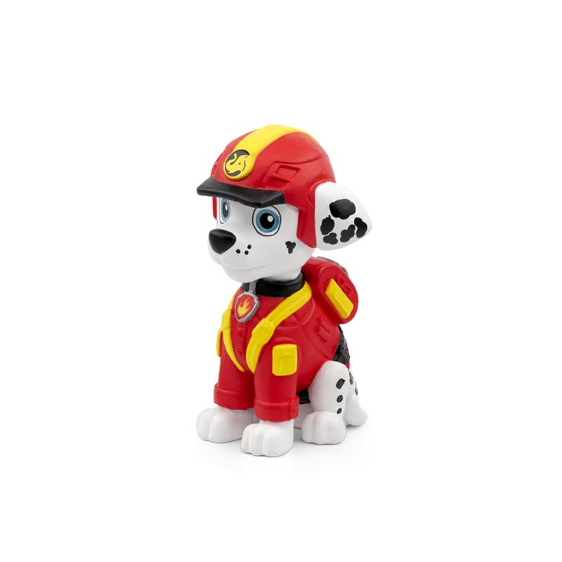 Tonies Marshall audio toy figurine from PAW Patrol, featuring a dalmatian dressed in red firefighter gear and a helmet.