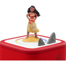 Tonies Moana audio toy figurine featuring Moana in a colorful outfit standing on a sandy base, atop a red speaker.