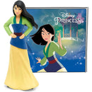 Tonies Mulan audio toy figurine, featuring Mulan in traditional dress with a blue and green top, beside a colorful background.