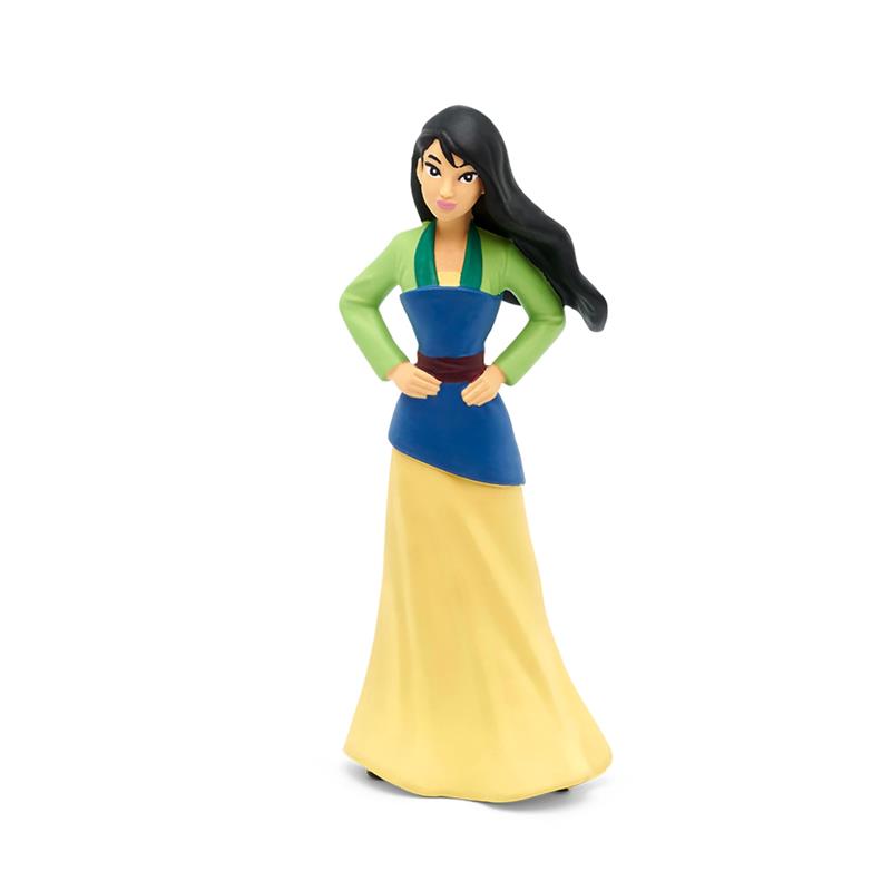 Tonies Mulan audio toy figurine features Mulan in a colorful outfit, with a green, blue, and yellow design, standing confidently.