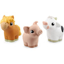 Soft and squeezable audio toy figurines of a cow, pig, and horse from the Tonies My First Farm Set.