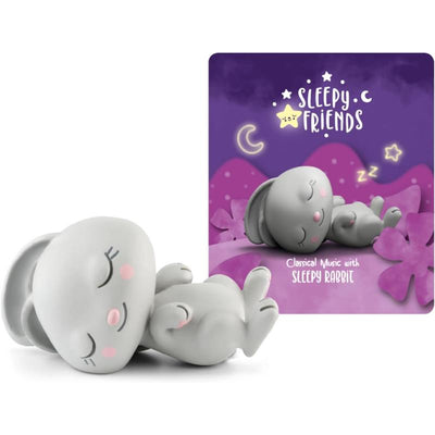 Sleepy Rabbit figurine from Tonies Sleepy Friends collection, designed for classical music, appears relaxed on a purple background.