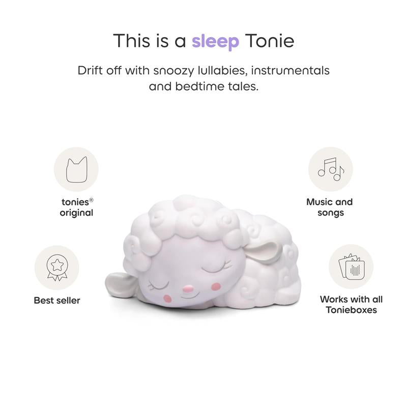 Sleepy Tonie character shaped like a sheep, designed for soothing lullabies and bedtime stories; compatible with Tonieboxes.