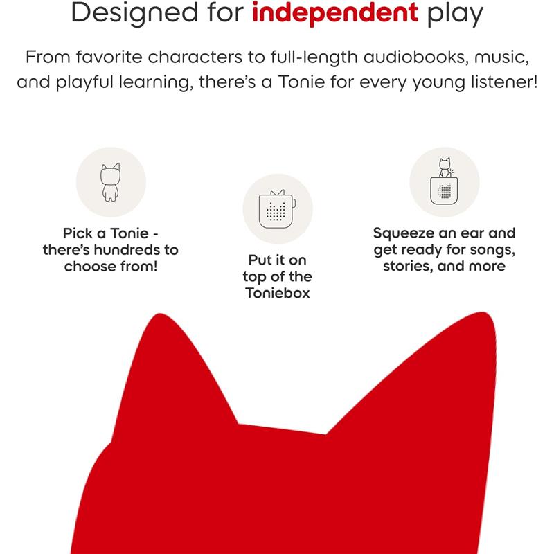 Red Tonies Spidey audio toy figurine featuring a cat-like face, designed for interactive play with the Toniebox.