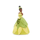 Tiana audio toy figurine featuring a character in a green and yellow dress with floral details and a crown.