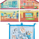 Toomies Blueys House Bath Stickers include colorful scenes of home interiors and a mesh storage bag with character stickers.