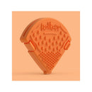 Teether clip in papaya color, featuring a textured surface for chewing and a clip for attachment.