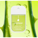 Touchland Aloe You Power Mist Hydrating Hand Sanitizer in a transparent bottle with a white cap, featuring green aloe background.