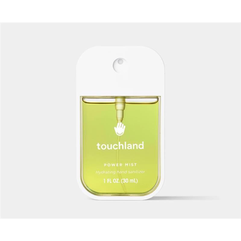 Touchland Aloe You Power Mist Hydrating Hand Sanitizer in a clear bottle with a white cap, displaying 1 fl oz (30 ml) size.