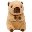 Tan plush capybara toy, Ty Beanie Buddy Lara, featuring round body, soft fur, and expressive eyes.