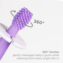 Ubbi Grow with Me Toothbrush features a 360° silicone bristle head, designed to massage and clean baby’s gums effectively.