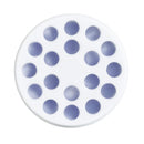 Lavender scented absorbing gel disc for odor control, featuring a white circular design with purple dots.