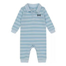Under Armour - Baby Boy Stripe Polo Coverall, Blue Calm Image 1