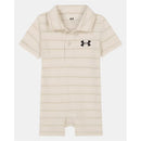 Under Armour - Baby Short Sleeve Stripe Polo Shortall Comb Cotton, Stone Image 1