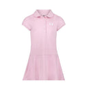 Short sleeve polo dress in prime pink with a flared skirt and white Under Armour logo on the chest.