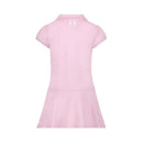 Short sleeve girl skort set in prime pink featuring a polo-style collar and the Under Armour logo at the back.
