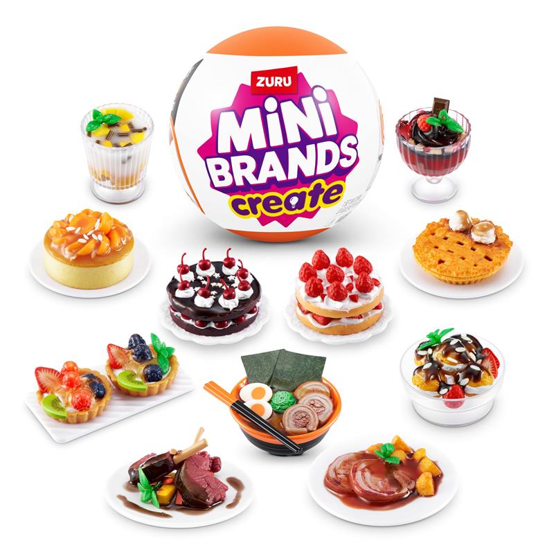 Mini Brands Master Chef Series 1 by United Pacific Designs featuring various miniature food items and a collectible ball.