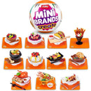 Mini Brands Master Chef Series 2 featuring realistic miniature food items arranged on orange mats with a colorful display ball.