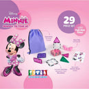 Disney Minnie Magnetic Tile Travel Set by Tytan, featuring 29 pieces including full-size magnetic tiles, a carry bag, and a bow tile.