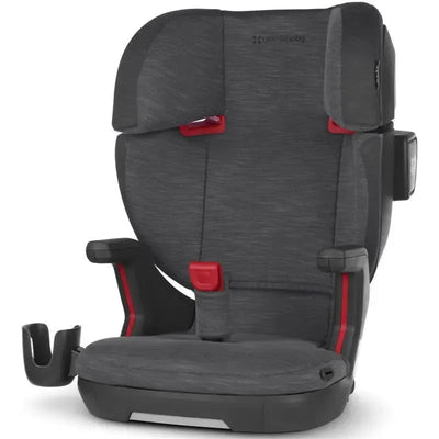 Uppababy Alta V2 Booster Seat in Greyson, featuring charcoal mélange fabric, adjustable headrest, and safety harness.