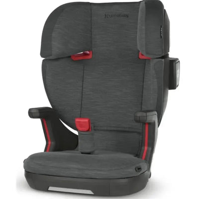Uppababy Alta V2 booster seat in Greyson (Charcoal Mélange) with adjustable headrest and armrests.