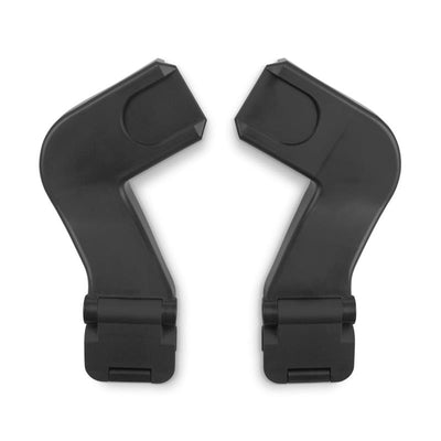 Car seat adapters for Uppababy Minu V3 compatible with Maxi-Cosi®, Nuna®, Cybex, and Besafe®, shown in black.
