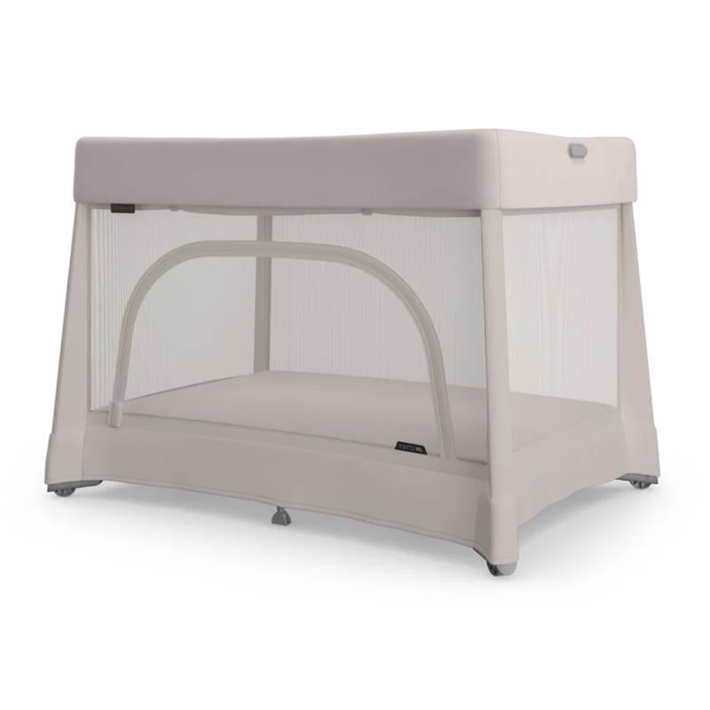 UPPAbaby Remi V2 Playard in Townsend Beige Soft Knit with mesh sides for visibility and safety. Ideal for infants.