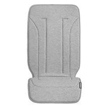 Reversible seat liner in breathable light grey fabric with cozy sherpa fleece for enhanced comfort in strollers.
