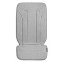 Reversible seat liner in breathable light grey fabric with cozy sherpa fleece for enhanced comfort in strollers.