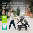 Uppababy Rumbleseat V3 in Owen (Mocha Mélange) attached to a stroller, being pushed by a man with a child inside.