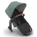Uppababy Rumbleseat V3 Second Lower Seat in green mélange with carbon frame and saddle leather handle, designed for use with strollers.