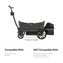Rear foldable storage basket for Veer All-Terrain Cruiser 2 Seater, shown in black with compatibility details below.