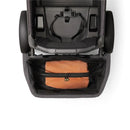 Rear foldable storage basket for Veer All-Terrain Cruiser, featuring a zippered compartment with an orange blanket inside.