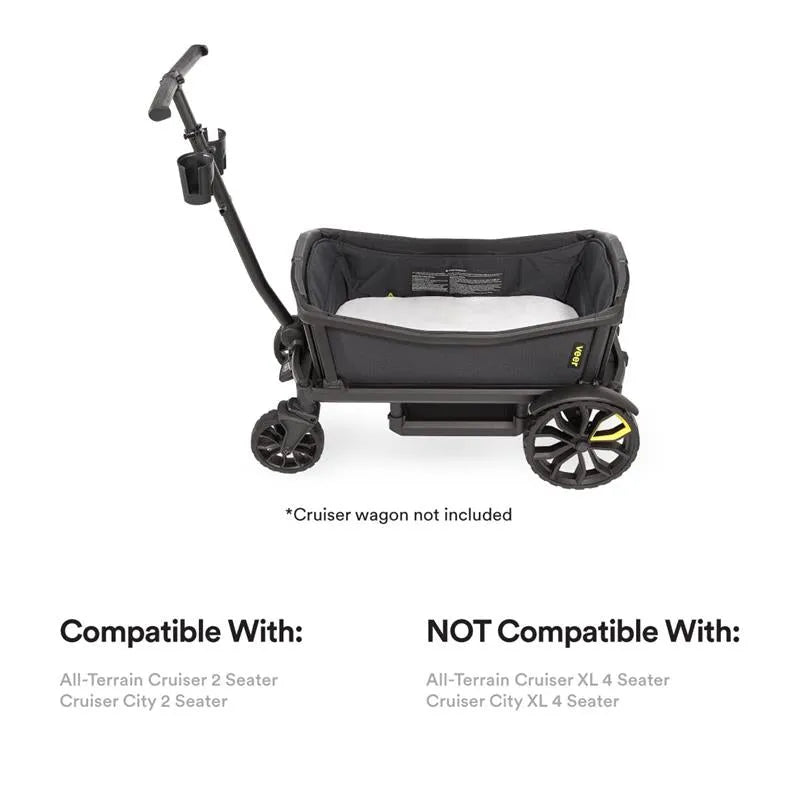 Nap System for Veer All-Terrain Cruiser features a black seating area with a soft cushion; compatibility details included below.