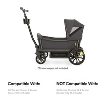 Retractable canopy for Veer all-terrain cruiser, shown attached to a black wagon; compatible with cruiser 2-seater models.