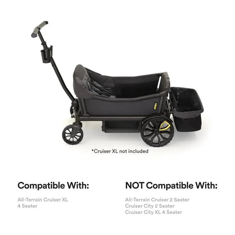Rear foldable storage basket designed for the Veer All-Terrain Cruiser XL 4 Seater, with compatibility details displayed.