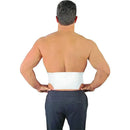 Back view of a man wearing a Veridian Theracare heat wrap around his lower back, designed for heat therapy.
