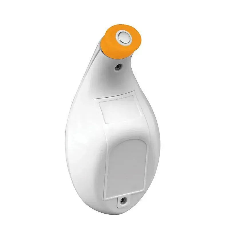 Premium touch thermometer with a white body and an orange top button for temperature measurement.