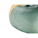Green baby seat featuring an embroidered silhouette of Sophie La Girafe, designed for play and support.