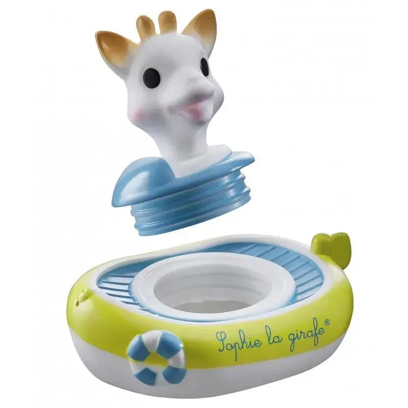 Sophie la girafe float toy featuring a detachable giraffe head, designed for young children.
