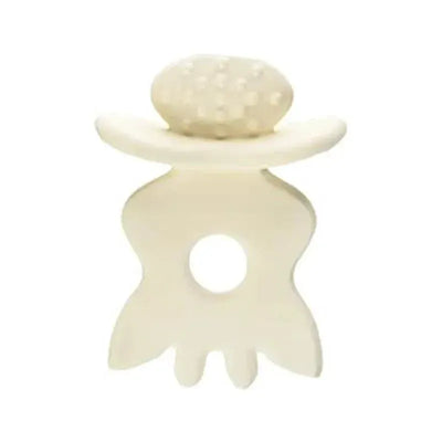 Vulli So Pure Sophie La Giraffe chewing rubber teether in a natural beige color, featuring a textured top for grip.