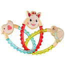 Trio of colorful teething rattles featuring a giraffe, bird, and turtle, designed for infants to soothe gums.