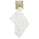 Vulli teething ring shaped like a giraffe, paired with a soft swaddle featuring playful patterns and colors.