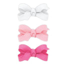 Wee Ones - 3Pk Grosgrain Bows with Knot Wrap, Pink/White Image 1