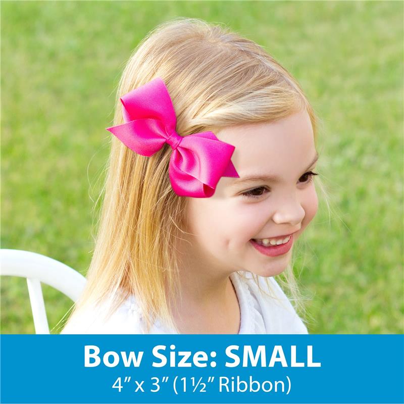 Wee Ones - Baby Girls' Grosgrain Scalloped Edge Hair Bowtie on a Elastic Band Light Pink Image 2