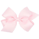 Wee Ones - Classic Grosgrain Hair Bow with Scalloped Edges, Medium, Powder Pink Image 1