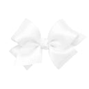 Wee Ones - Girls' Classic French Satin Hair Bow on a WeeStay Clip, Baby, White Image 1